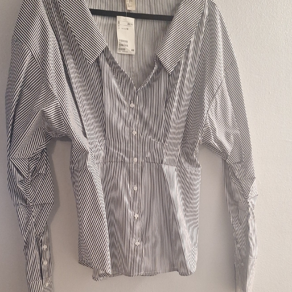 Striped Dark Navy and White Women's Top